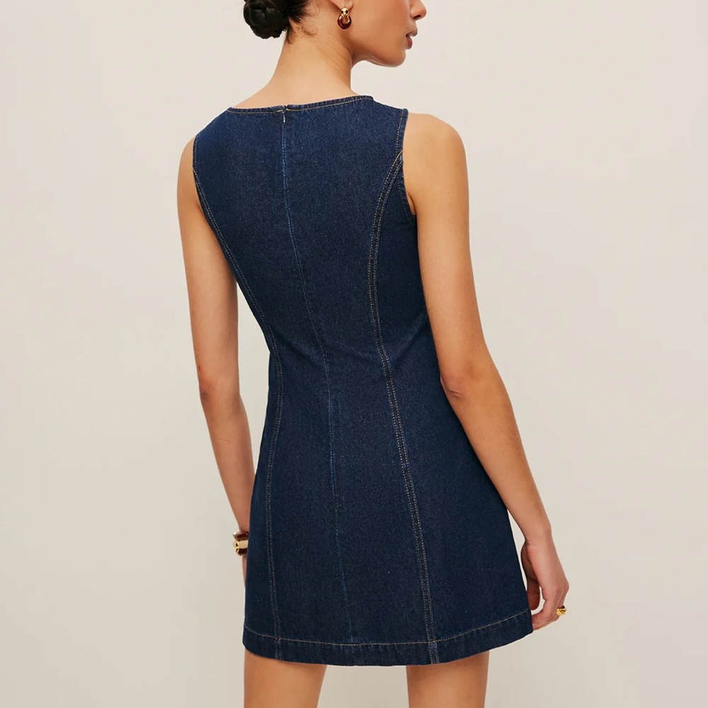 Commense 100% Cotton Sleeveless Denim Mini Dress Blue NWT Small Soft Lightweight - Picture 3 of 10